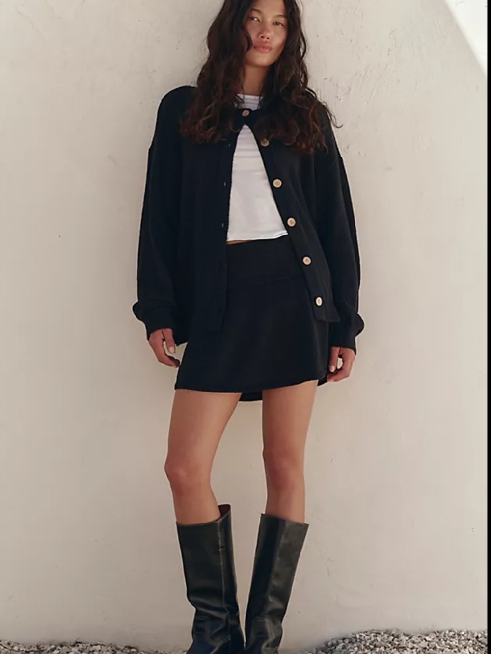 Free People Black Knit Mini Skort